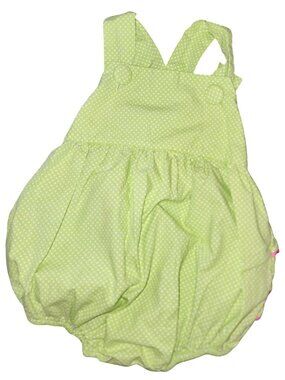 Baby Girl's Banana Split Ruffled Butt Bubble Romper Polka Dot 18 Months Green Wh